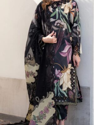 BAROQUE 3-PC Premium Lawn Collection (D-6035) - Black Color