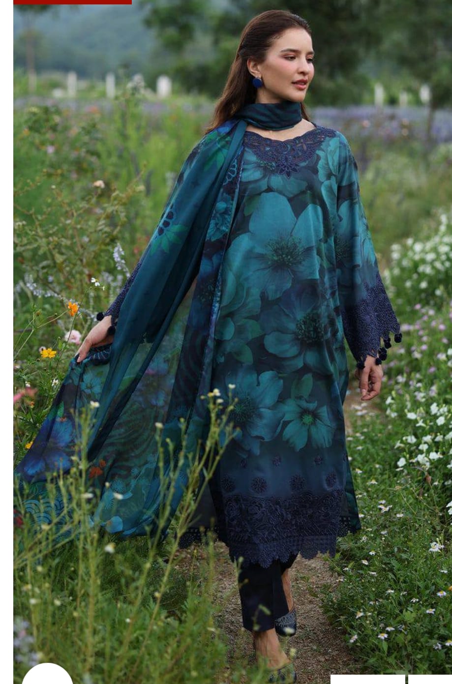 BAROQUE 3-PC Premium Digital Lawn Collection (D-6046) - Blue&Green Mixed Color