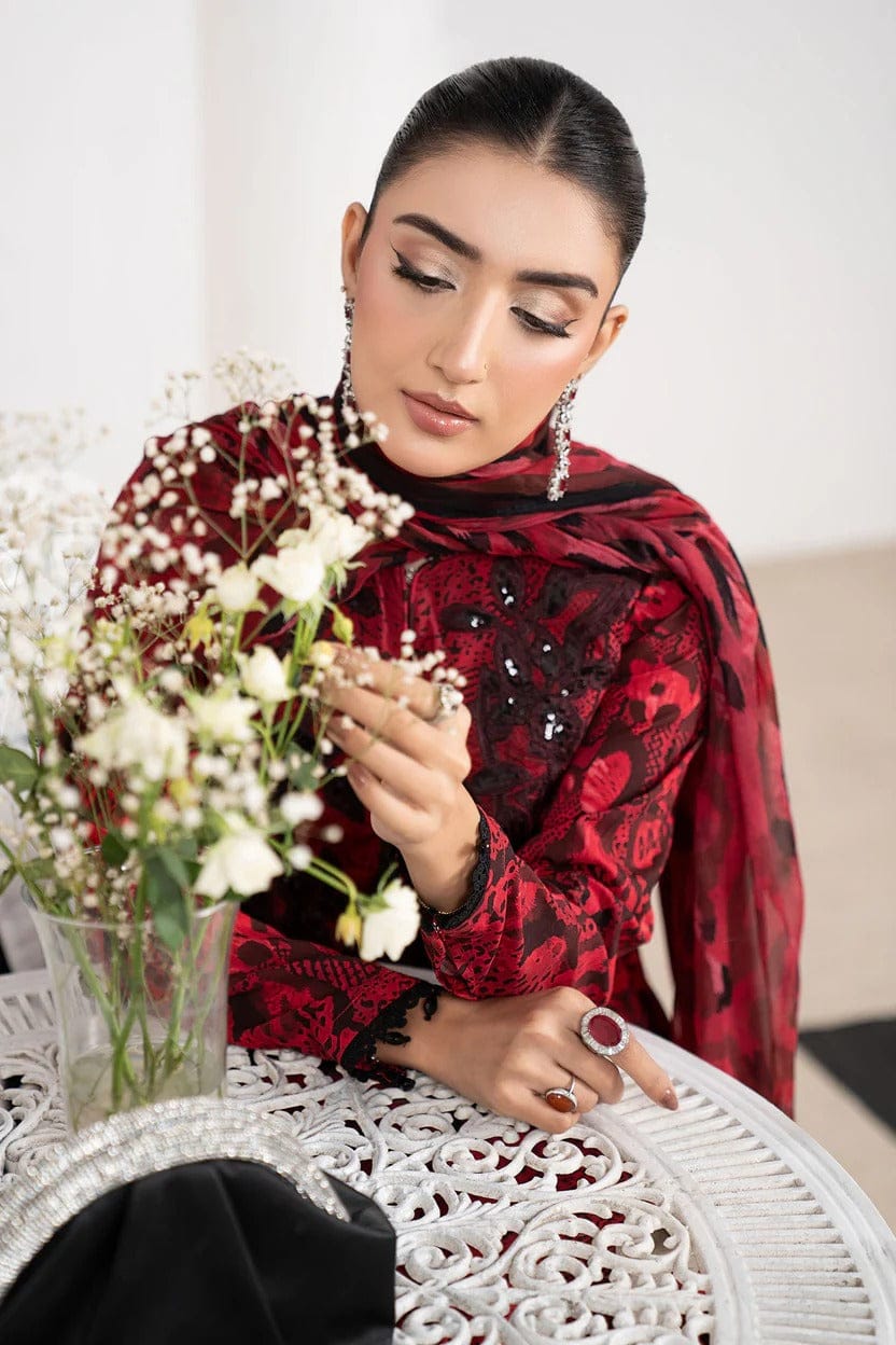 Maria B. 3-PC Premium Embroidered Lawn (Red) D-5050R