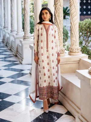 Zainab Chottani White Orchard Kashmiri Embroidery Lawn - 3-PC (Replica) - White Color - ZE-728