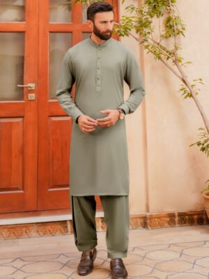 Grace Unstitched Plain Breathable Cotton Fabric - Medium Mehndi Green